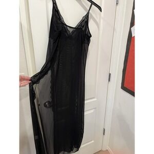 Womans Black Sheer Lace Long Lingerie Night Gown Size 2xxl  Avidlov 2xl